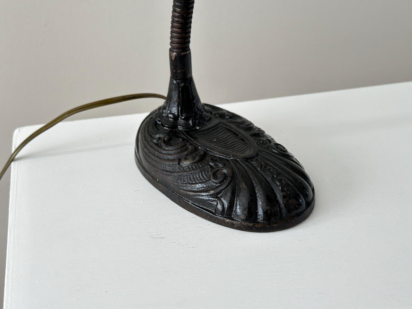 1920s – Ornate cast iron gooseneck lamp, rewired