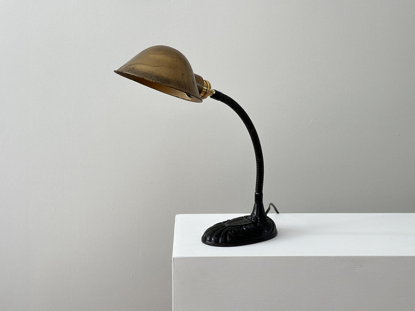 1920s – Ornate cast iron gooseneck lamp, rewired