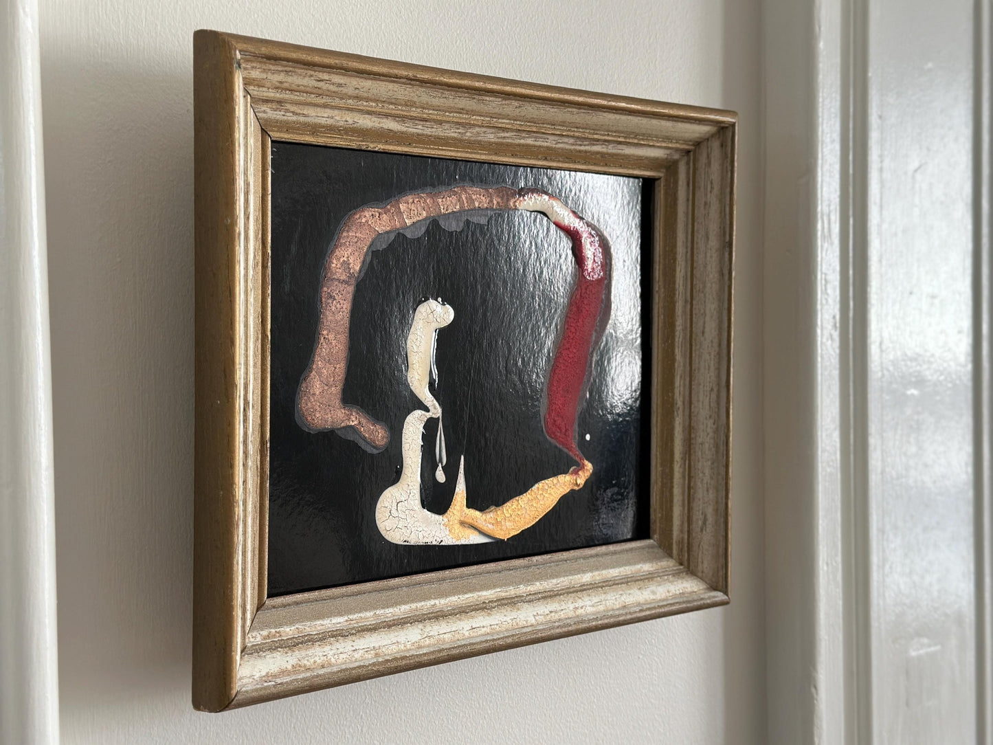 Signed vintage surrealist figure painting