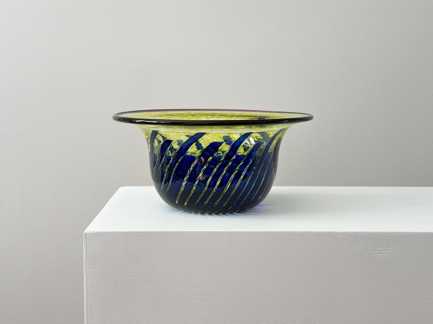 Vintage 11" signed art glass bowl