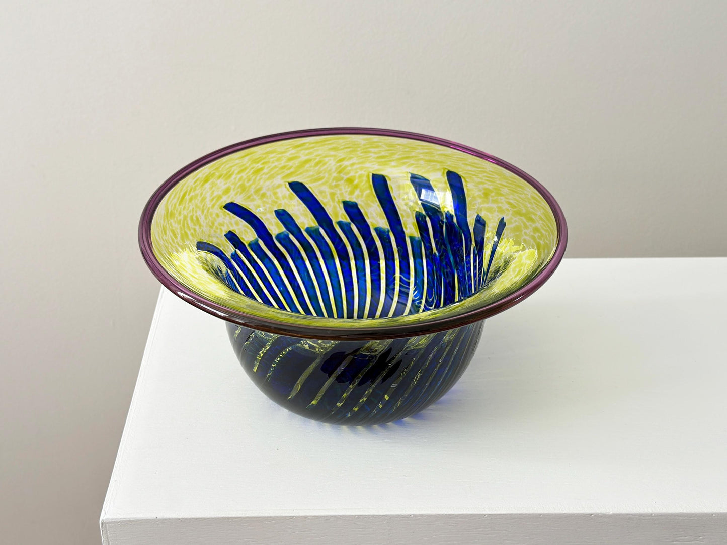 Vintage 11" signed art glass bowl