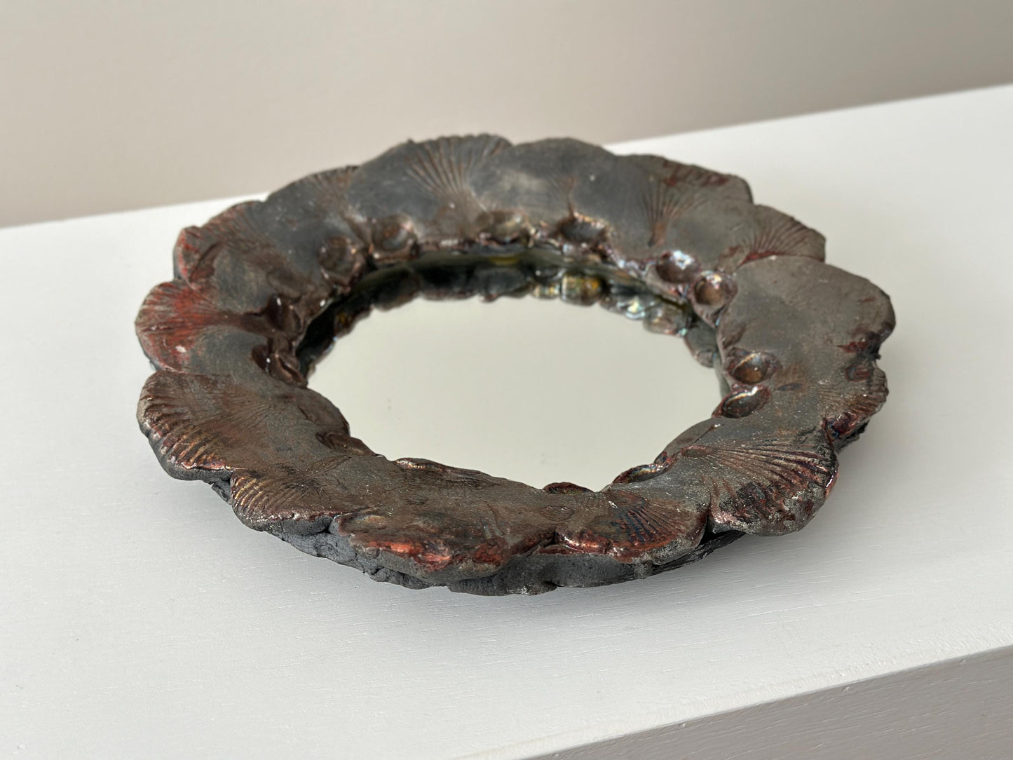 1970s – Vintage pottery scallop shell mirror
