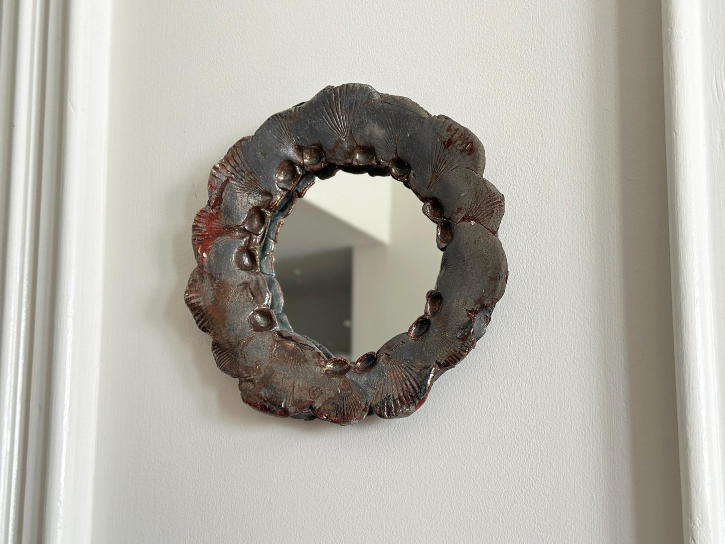 1970s – Vintage pottery scallop shell mirror