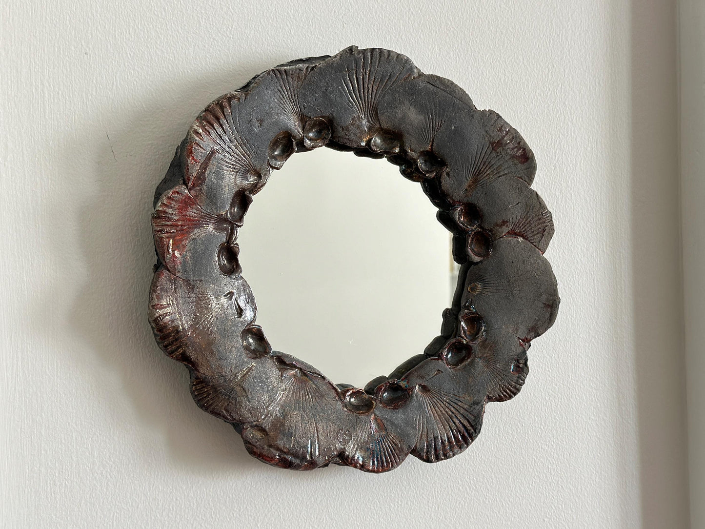 1970s – Vintage pottery scallop shell mirror