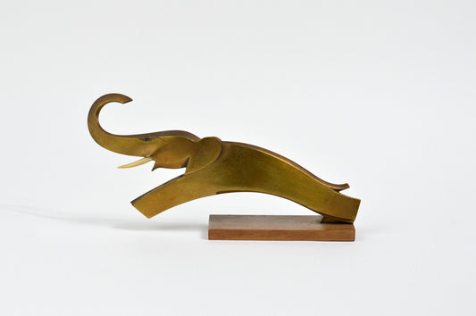 1925– Rare Carl Auböck brass jumping elephant sculpture