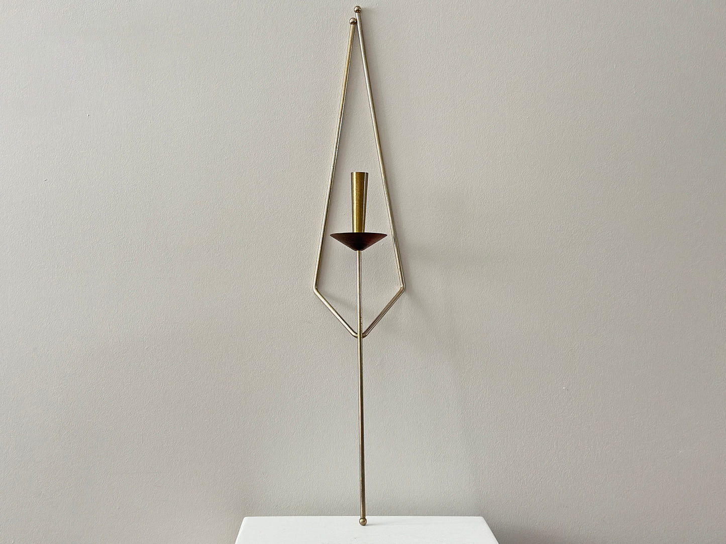 1960s – Candle sconce walnut wood and brass