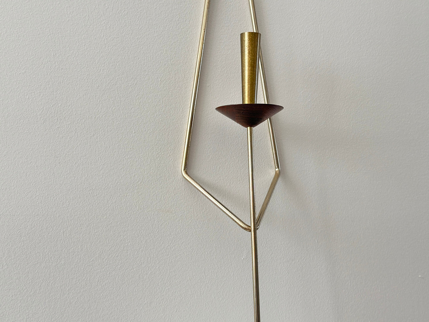 1960s – Candle sconce walnut wood and brass