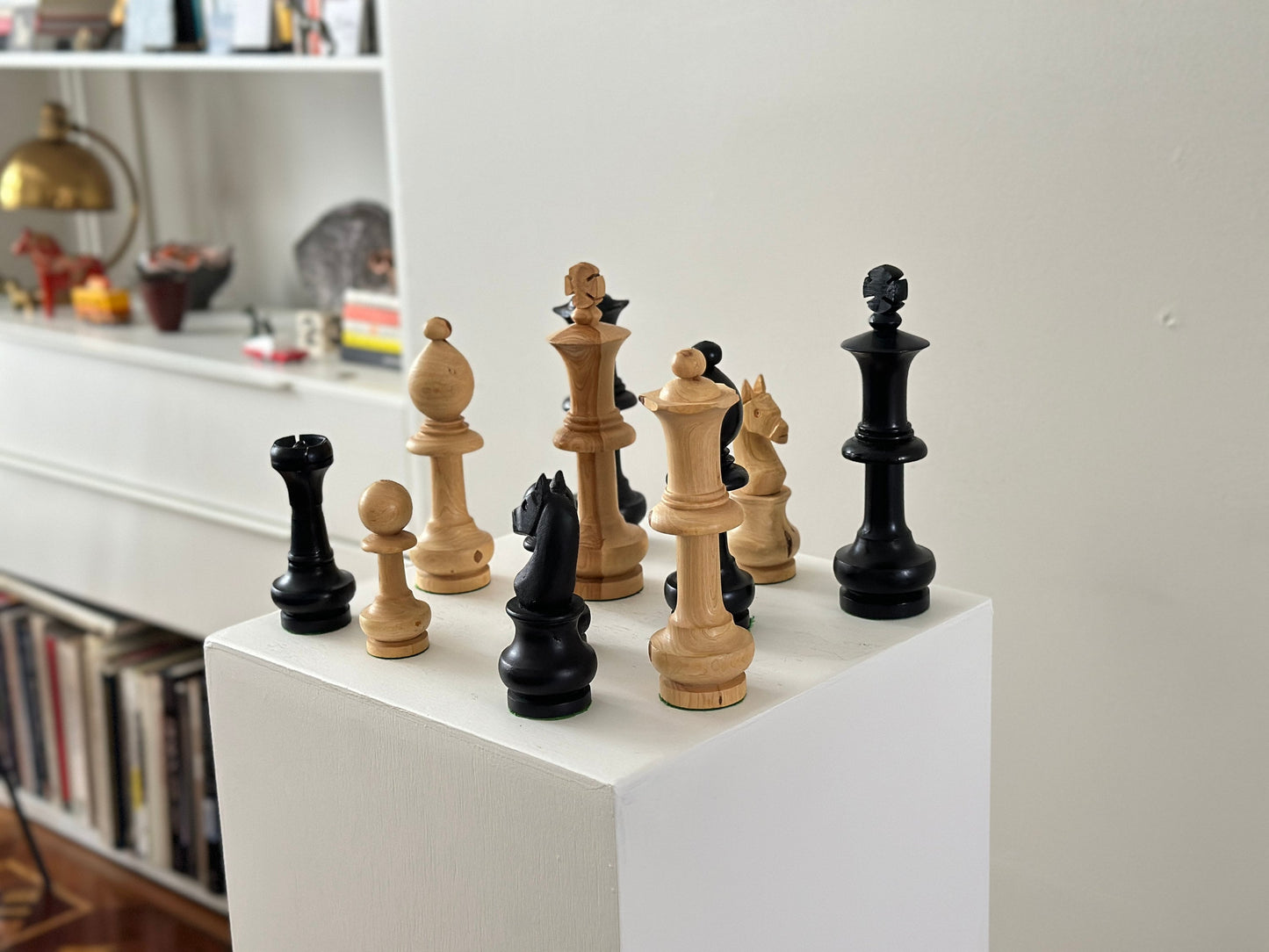 1970s – Oversized wooden chess set and board