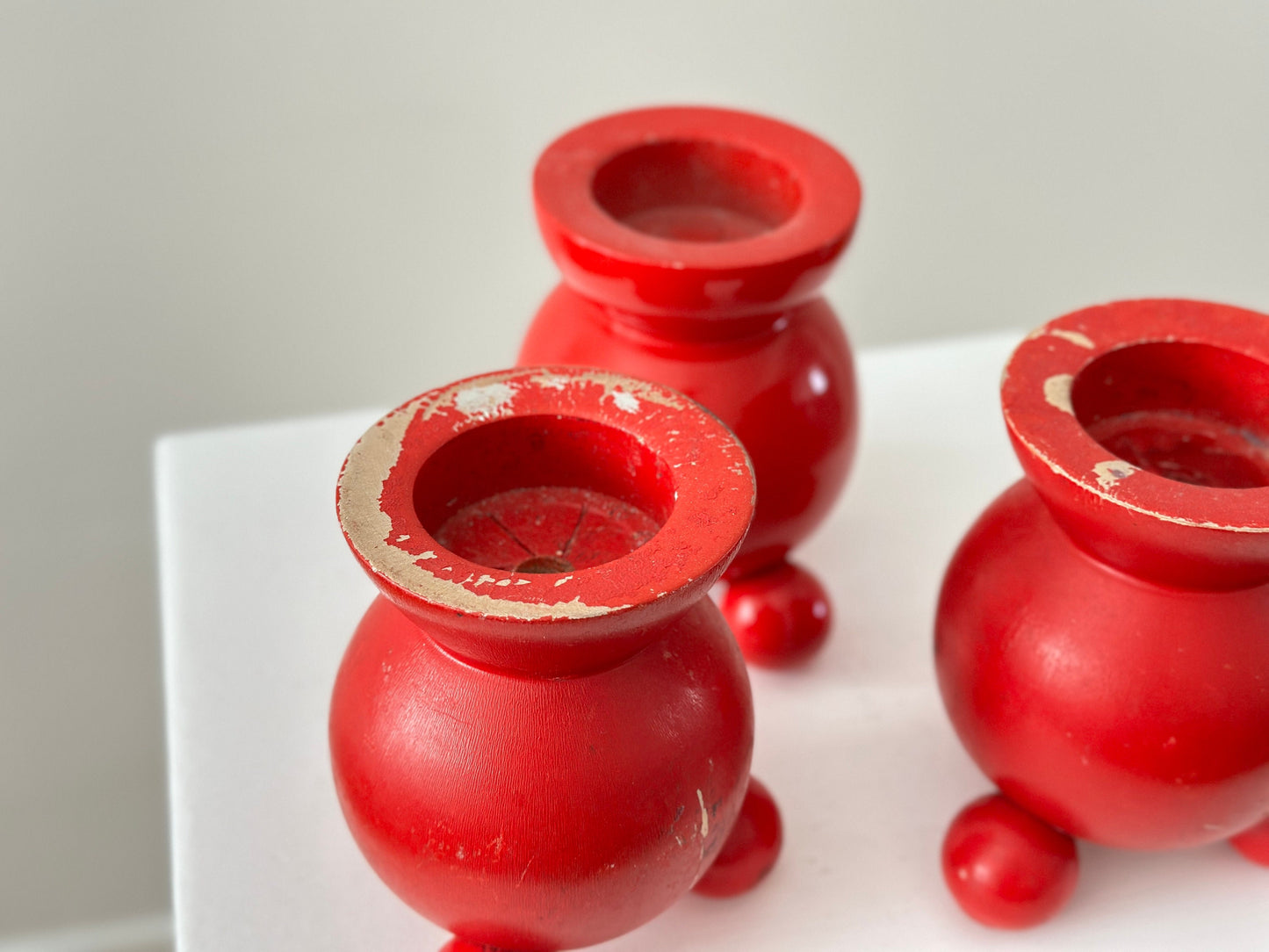 1960s – Three Bo-Ström red candle holders from Sweden