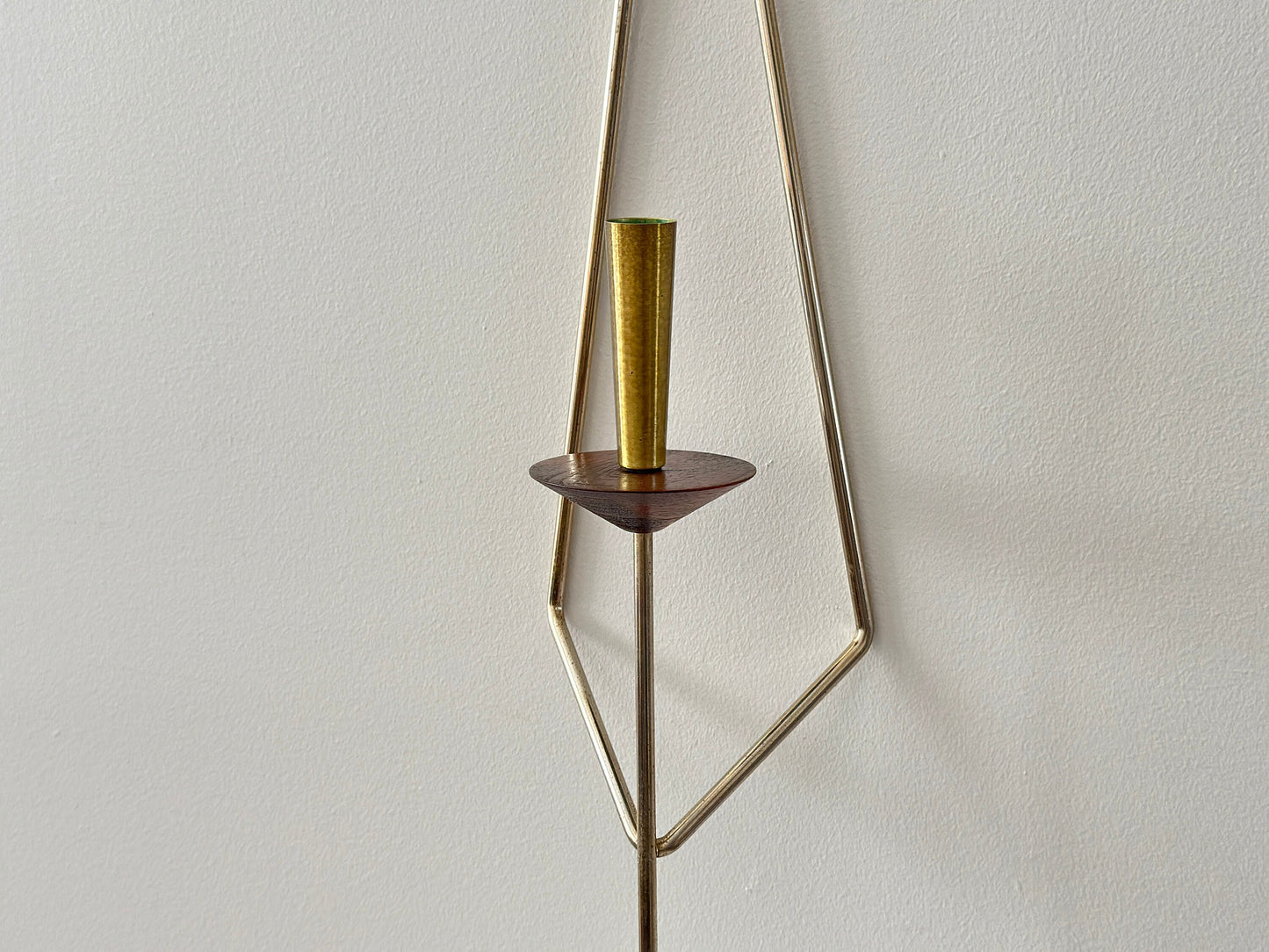 1960s – Candle sconce walnut wood and brass