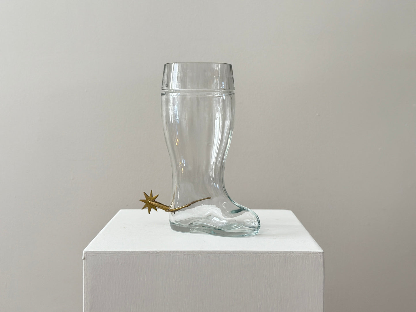 1950 – Carl Auböck glass boot with brass spur vase, marked/signed