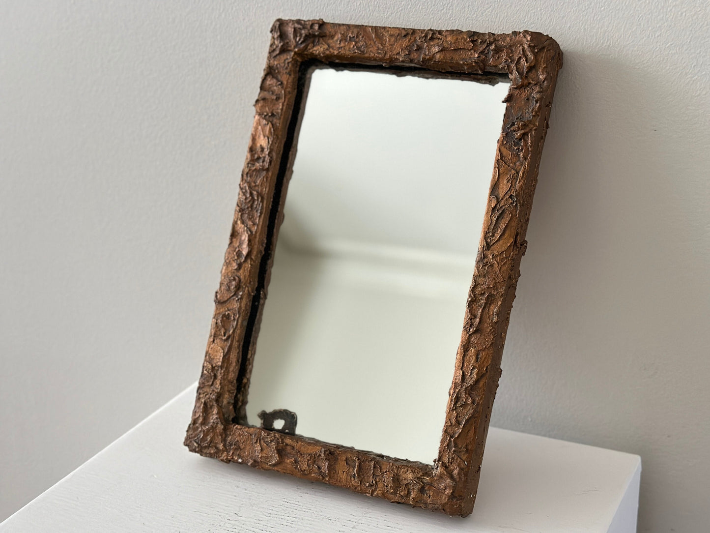 1980s – Golden plaster painted brutalist mirror