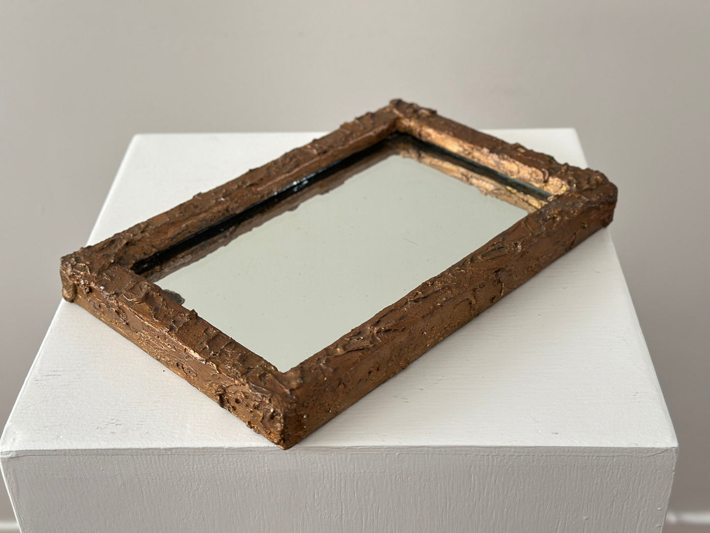 1980s – Golden plaster painted brutalist mirror