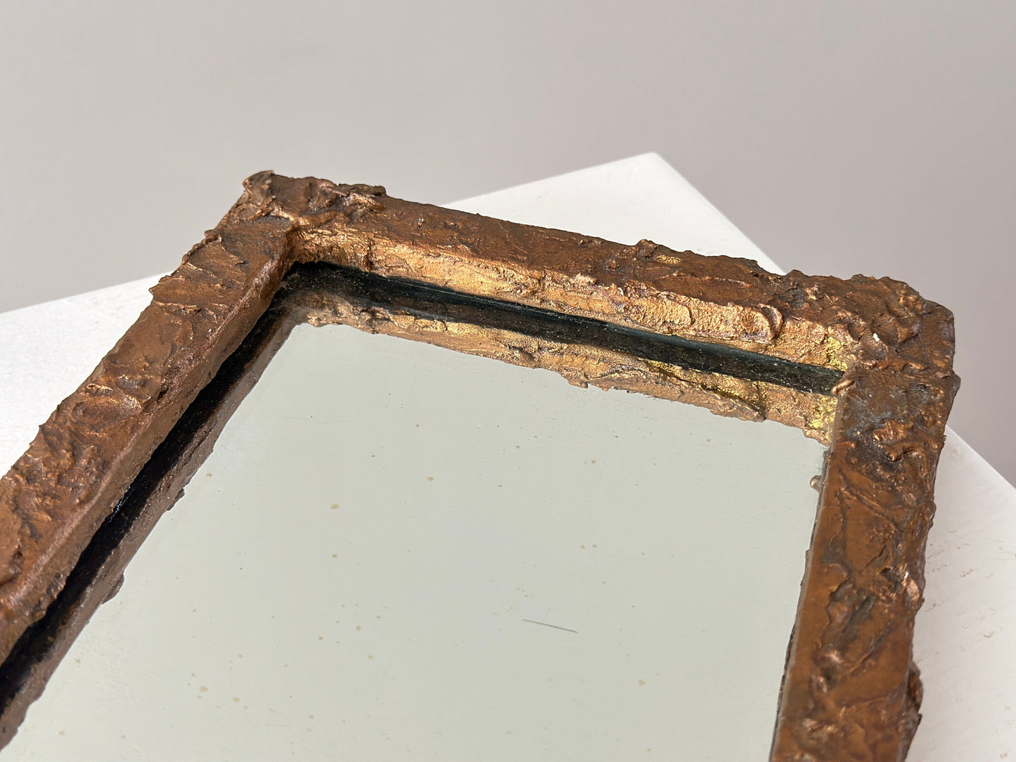 1980s – Golden plaster painted brutalist mirror