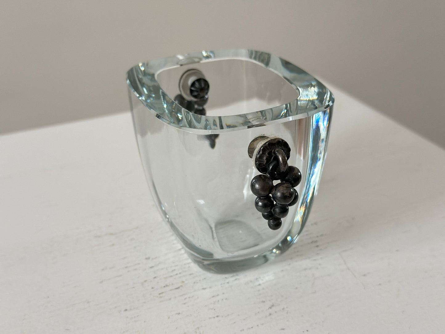 1930s – Small Swedish glass and sterling vase by Einar Dragsted for Strömbergshyttan