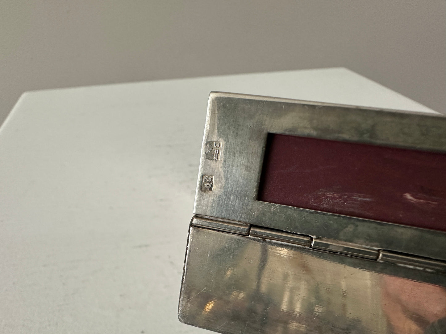 1930s – Modernist French Deschamps Frères silverplate cigarette or trinket box with large art matchbox