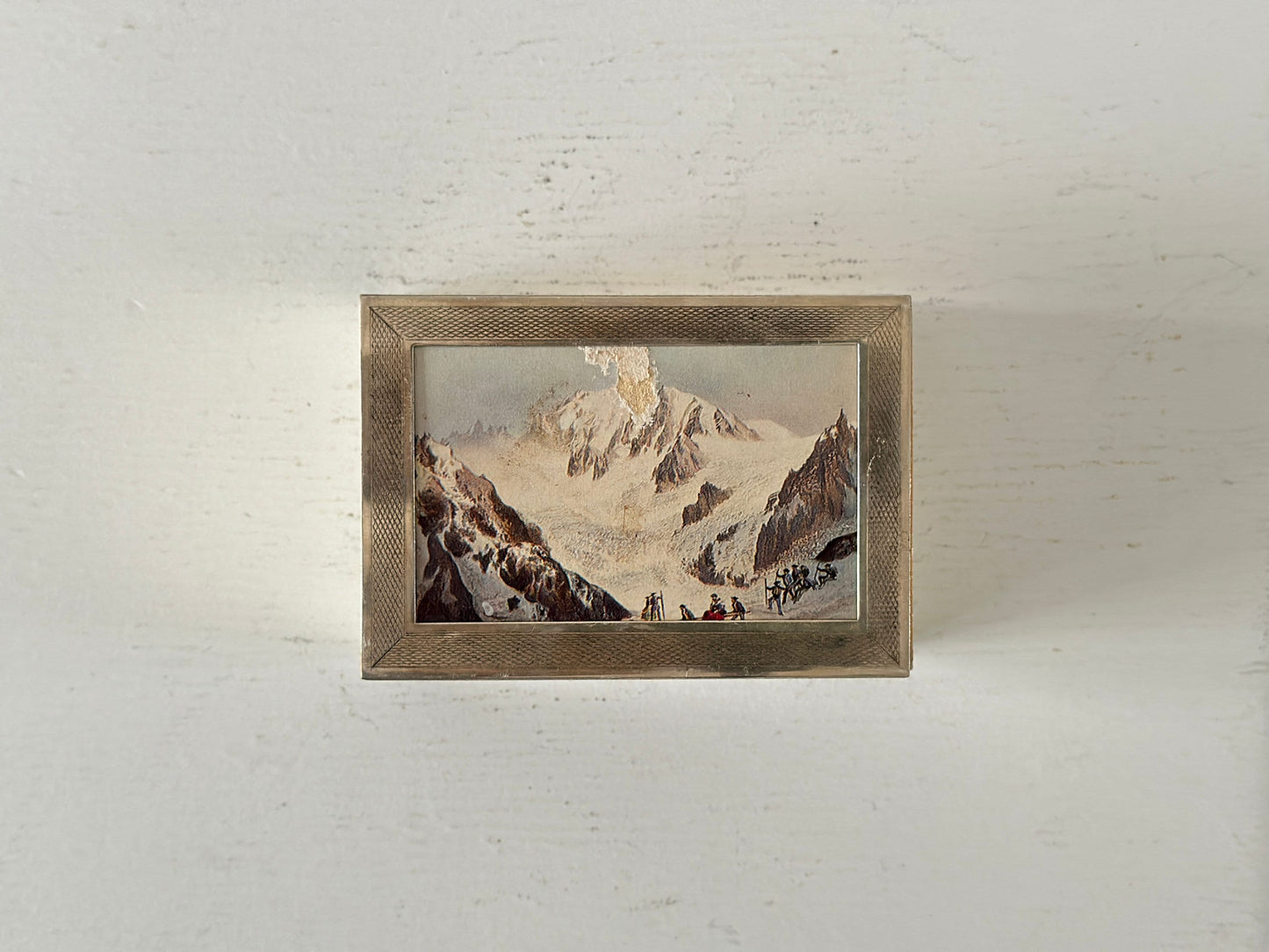 1930s – Modernist French Deschamps Frères silverplate cigarette or trinket box with large art matchbox