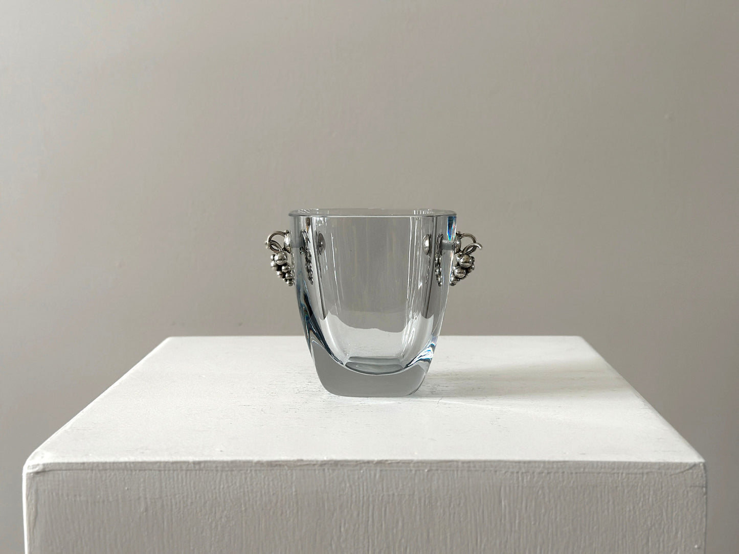 1930s – Blue tinted glass and sterling vase by Einar Dragsted for Strömbergshyttan