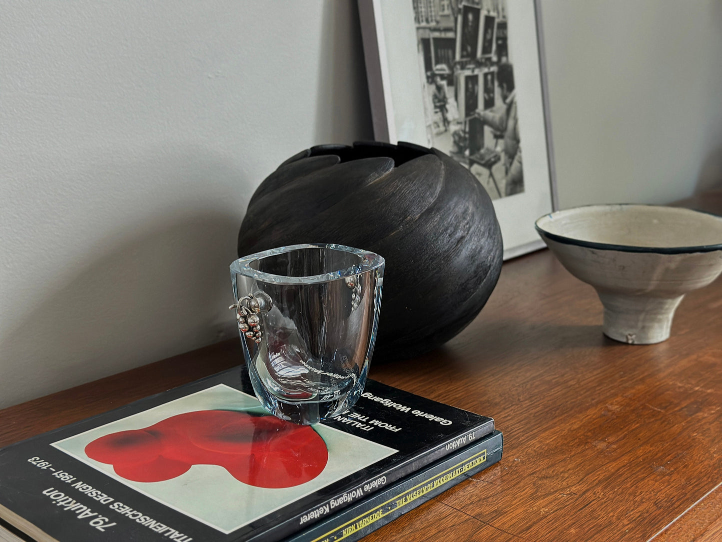 1930s – Blue tinted glass and sterling vase by Einar Dragsted for Strömbergshyttan