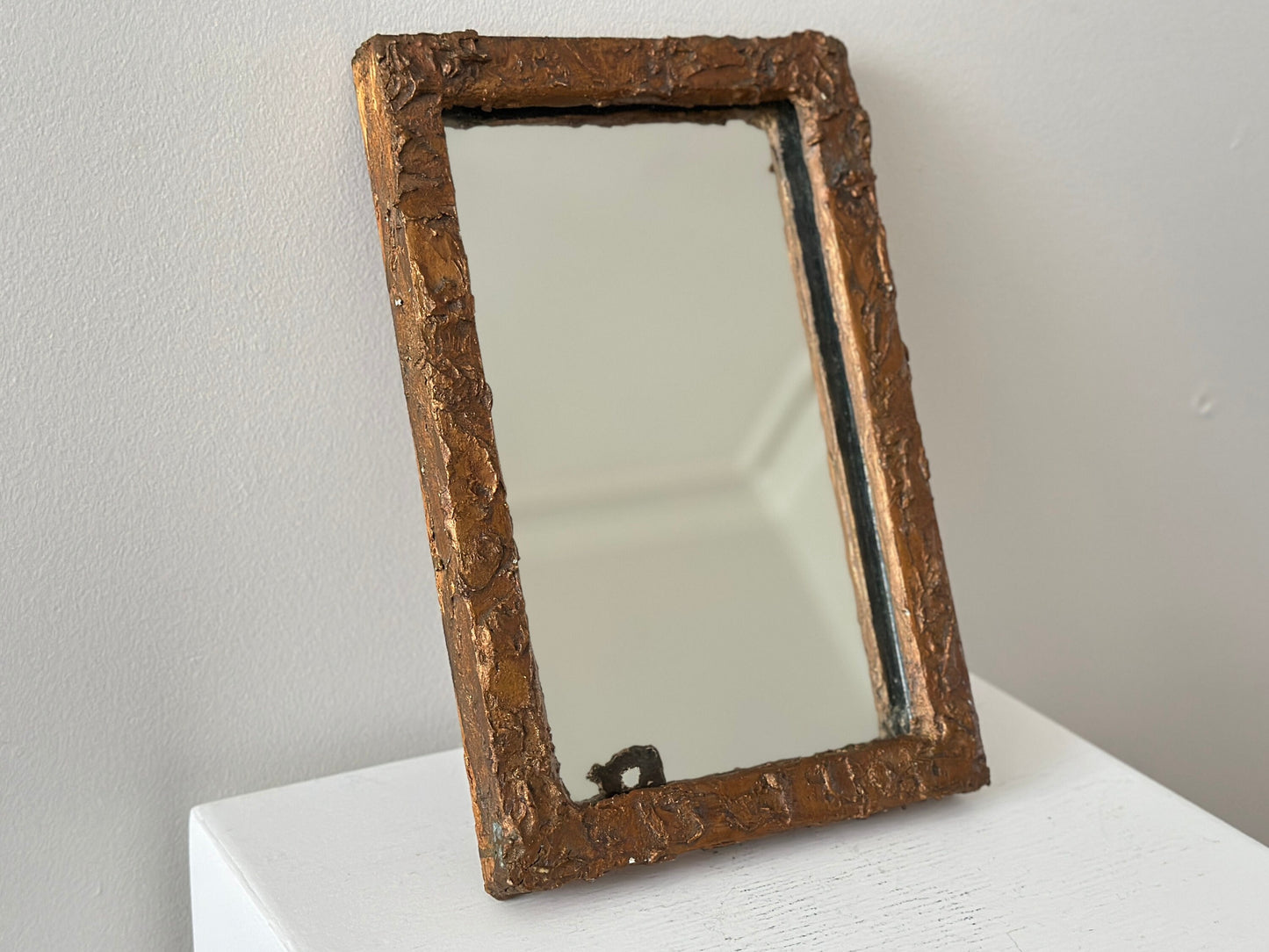 1980s – Golden plaster painted brutalist mirror