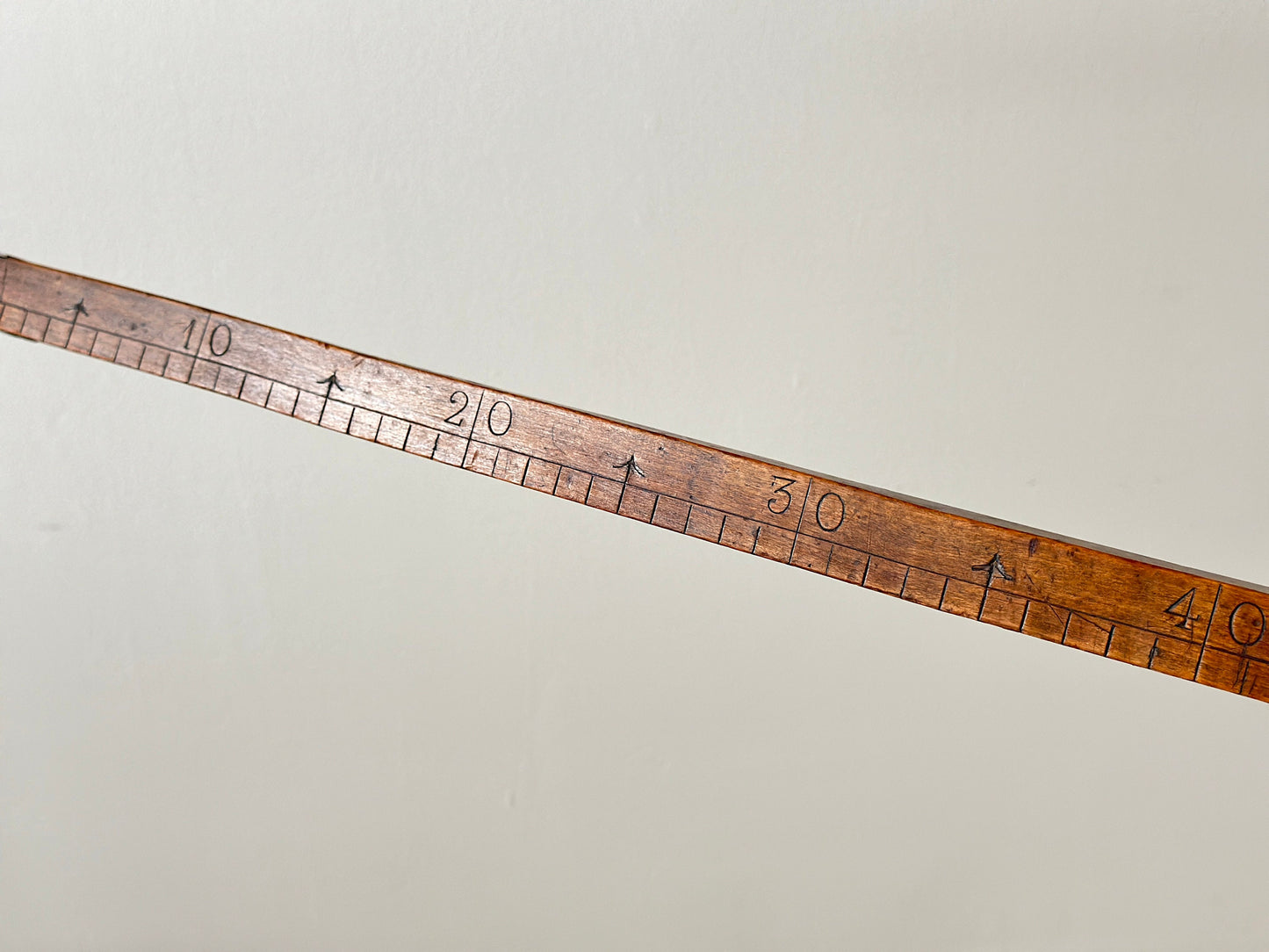 19th Century – French tailors measuring stick on brass arm wall mount