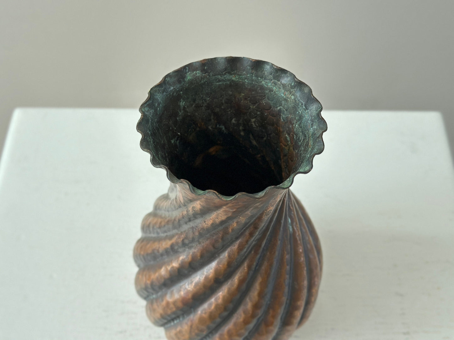 1930s – Italian hammered copper twist fluted vase