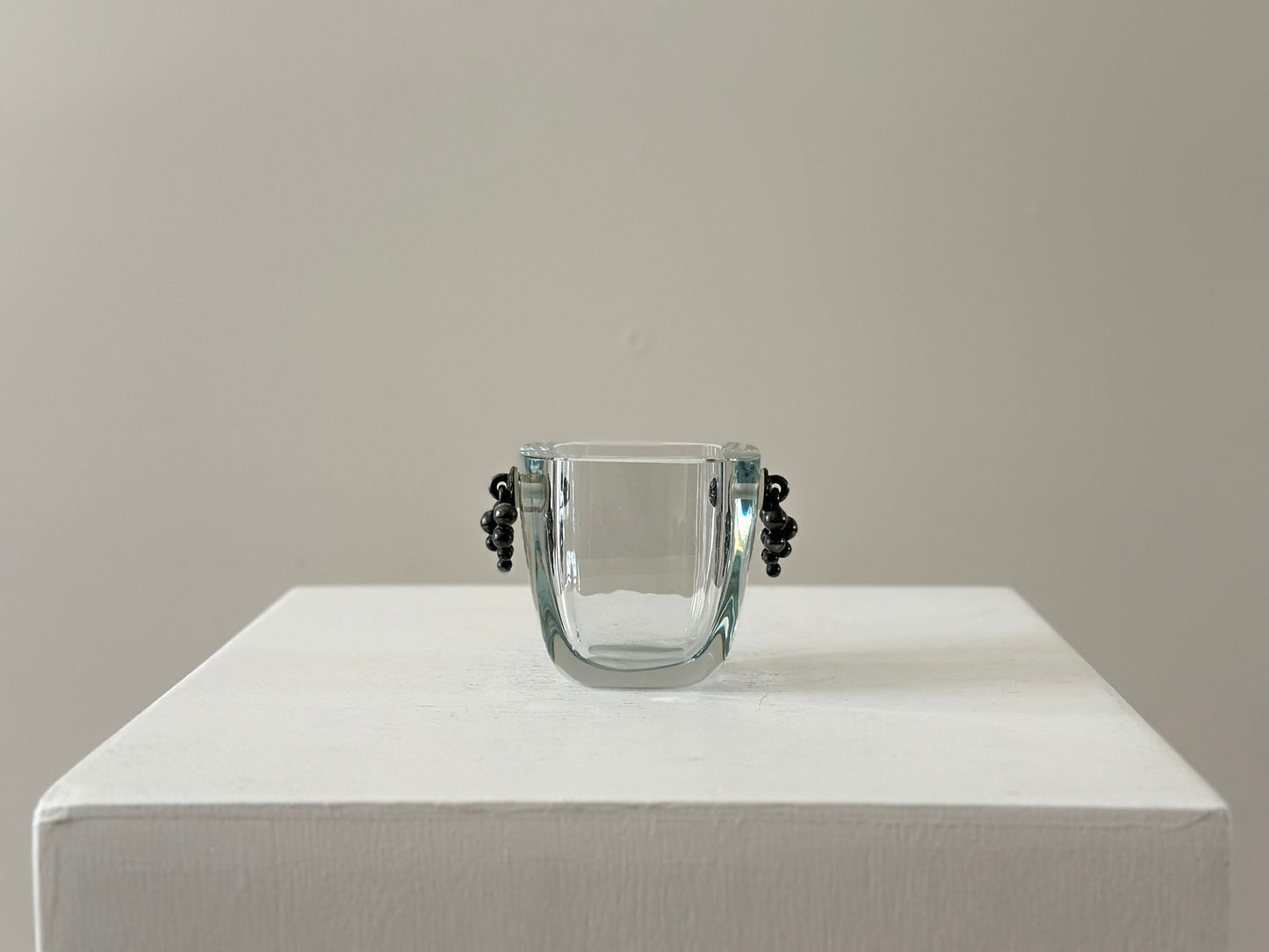 1930s – Small Swedish glass and sterling vase by Einar Dragsted for Strömbergshyttan