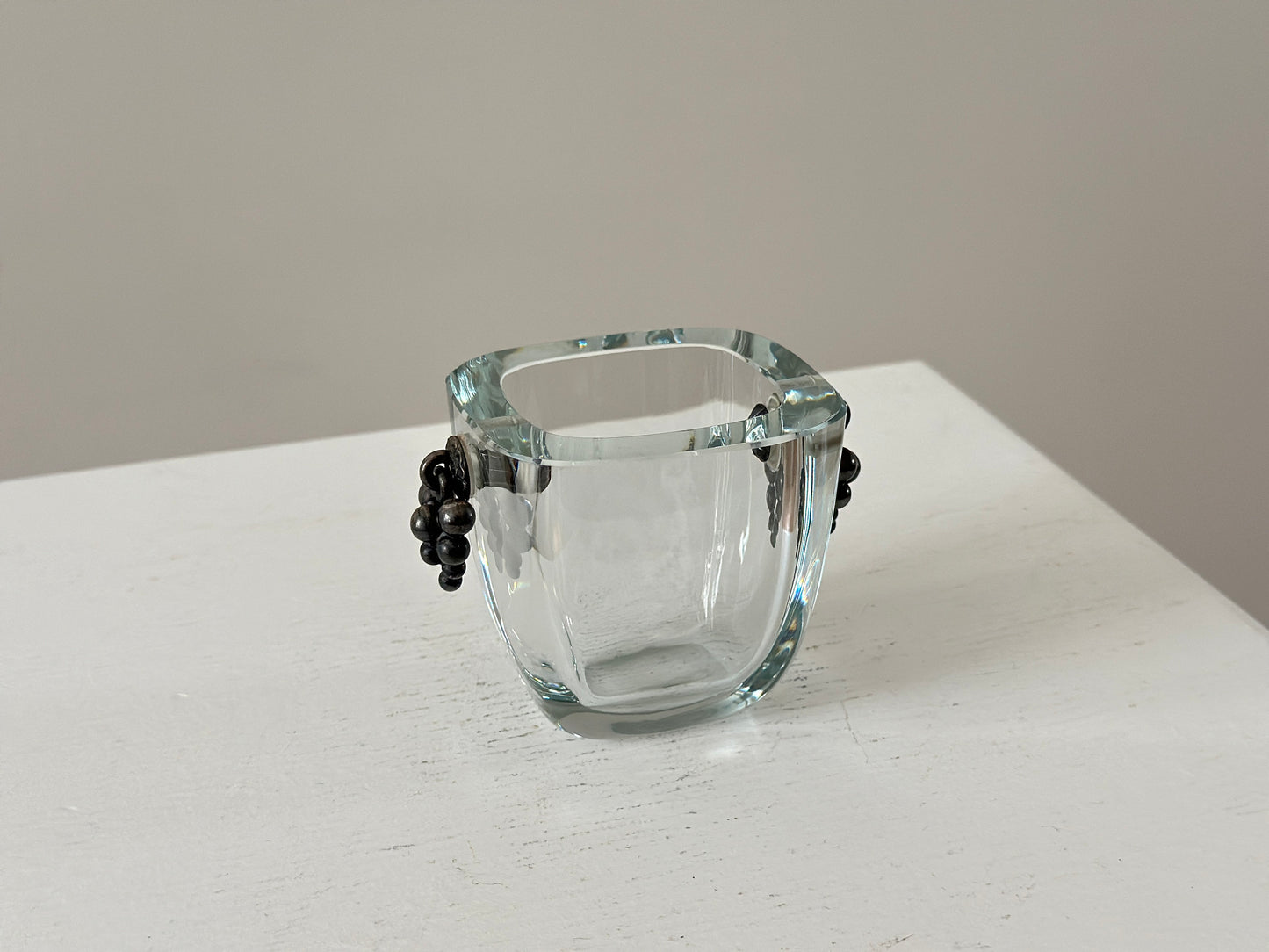 1930s – Small Swedish glass and sterling vase by Einar Dragsted for Strömbergshyttan