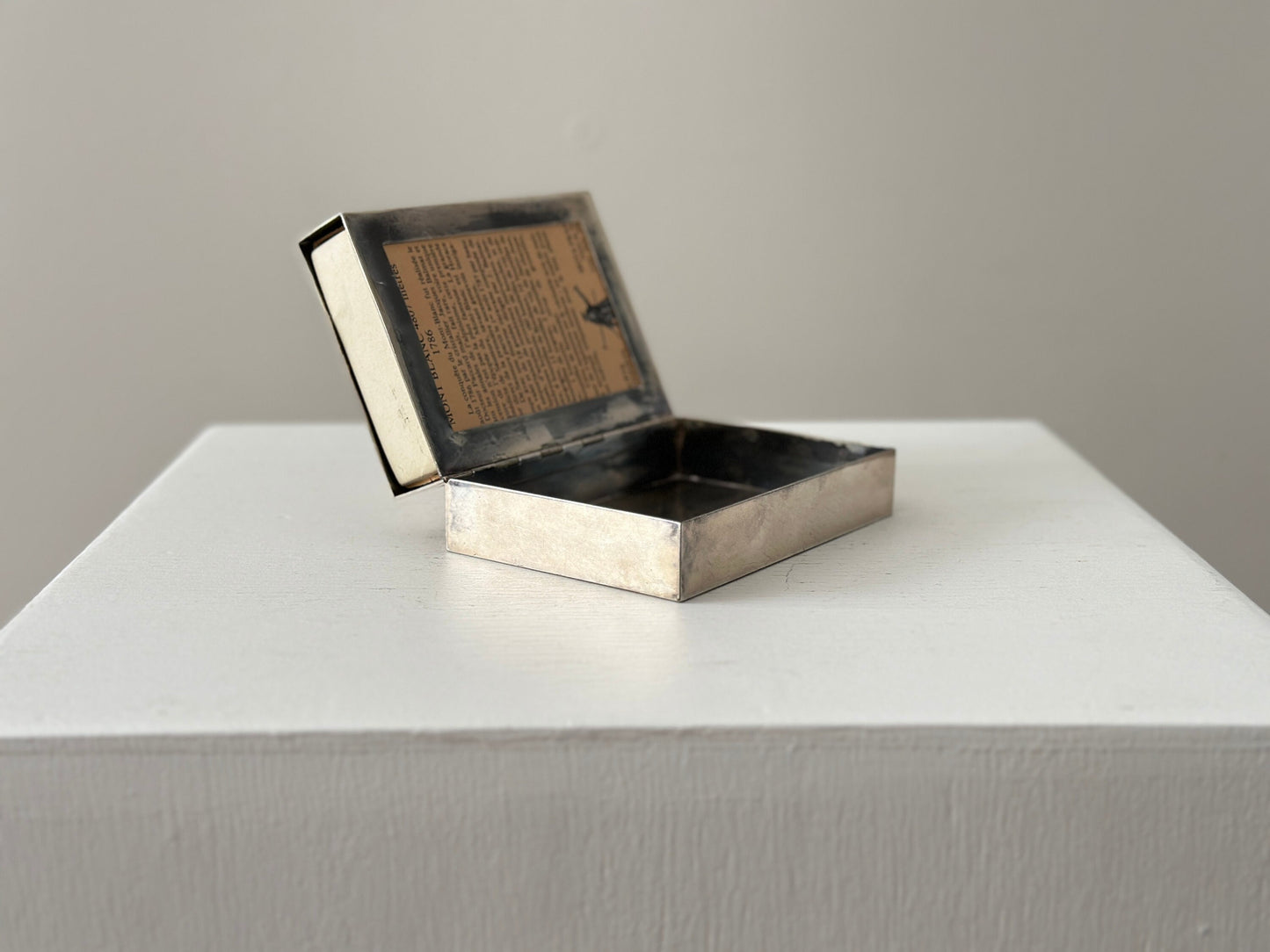 1930s – Modernist French Deschamps Frères silverplate cigarette or trinket box with large art matchbox