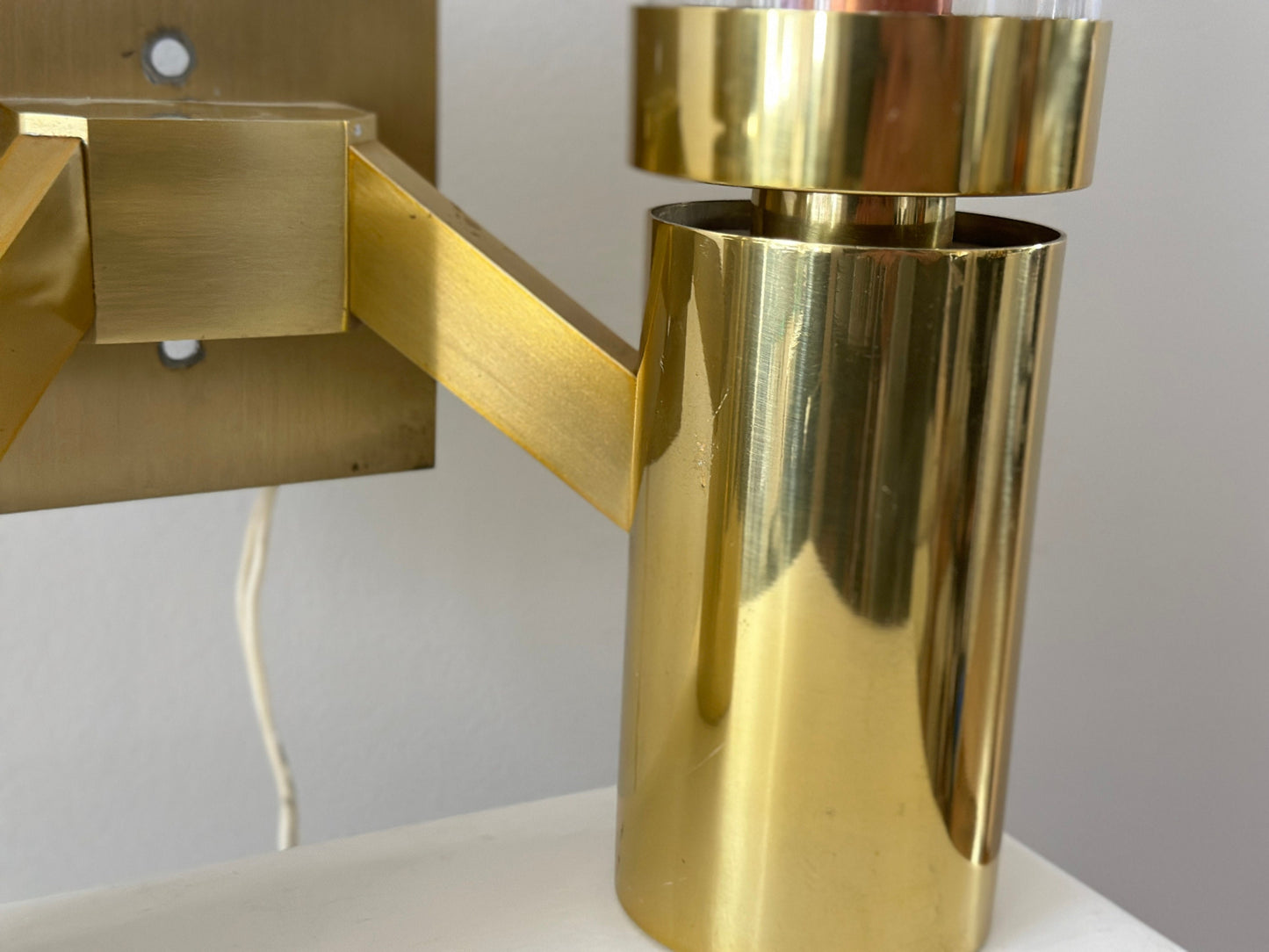 1960s – Gaetano Sciolari brass and glass two arm sconce