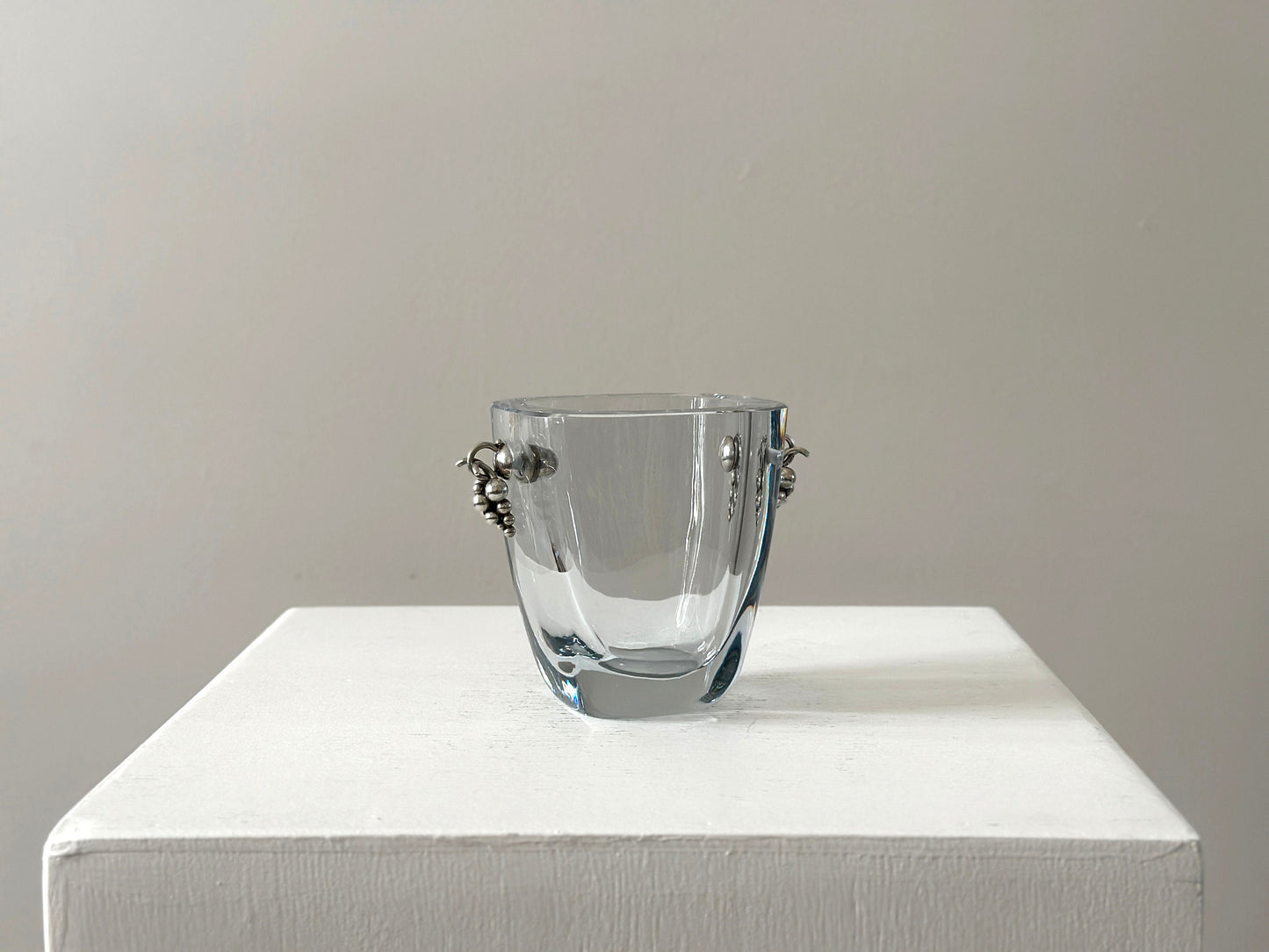 1930s – Blue tinted glass and sterling vase by Einar Dragsted for Strömbergshyttan