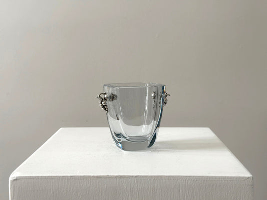 1930s – Blue tinted glass and sterling vase by Einar Dragsted for Strömbergshyttan