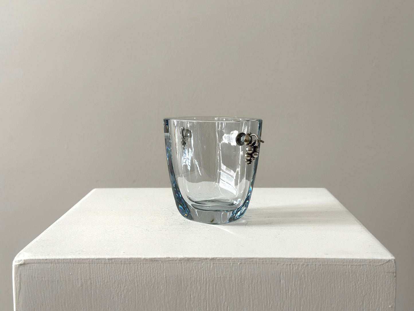 1930s – Blue tinted glass and sterling vase by Einar Dragsted for Strömbergshyttan