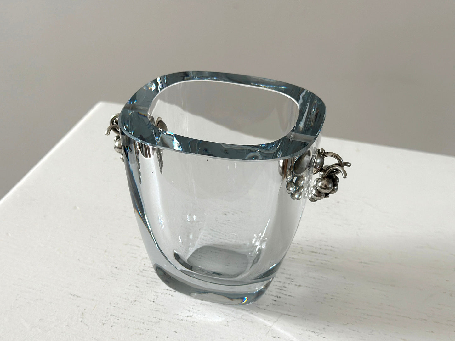 1930s – Blue tinted glass and sterling vase by Einar Dragsted for Strömbergshyttan