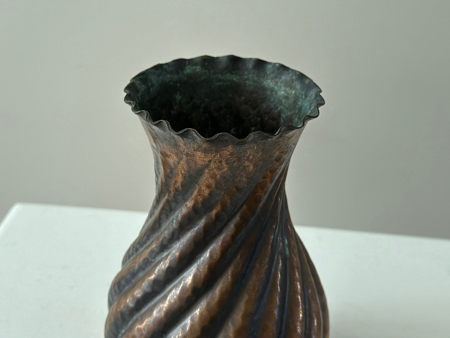 1930s – Italian hammered copper twist fluted vase