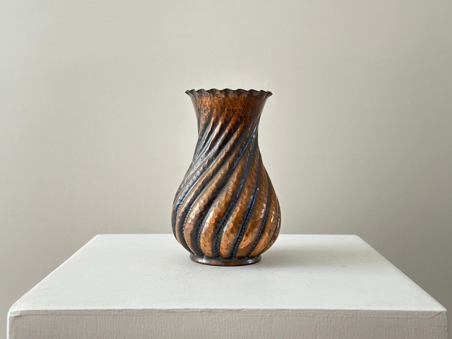 1930s – Italian hammered copper twist fluted vase