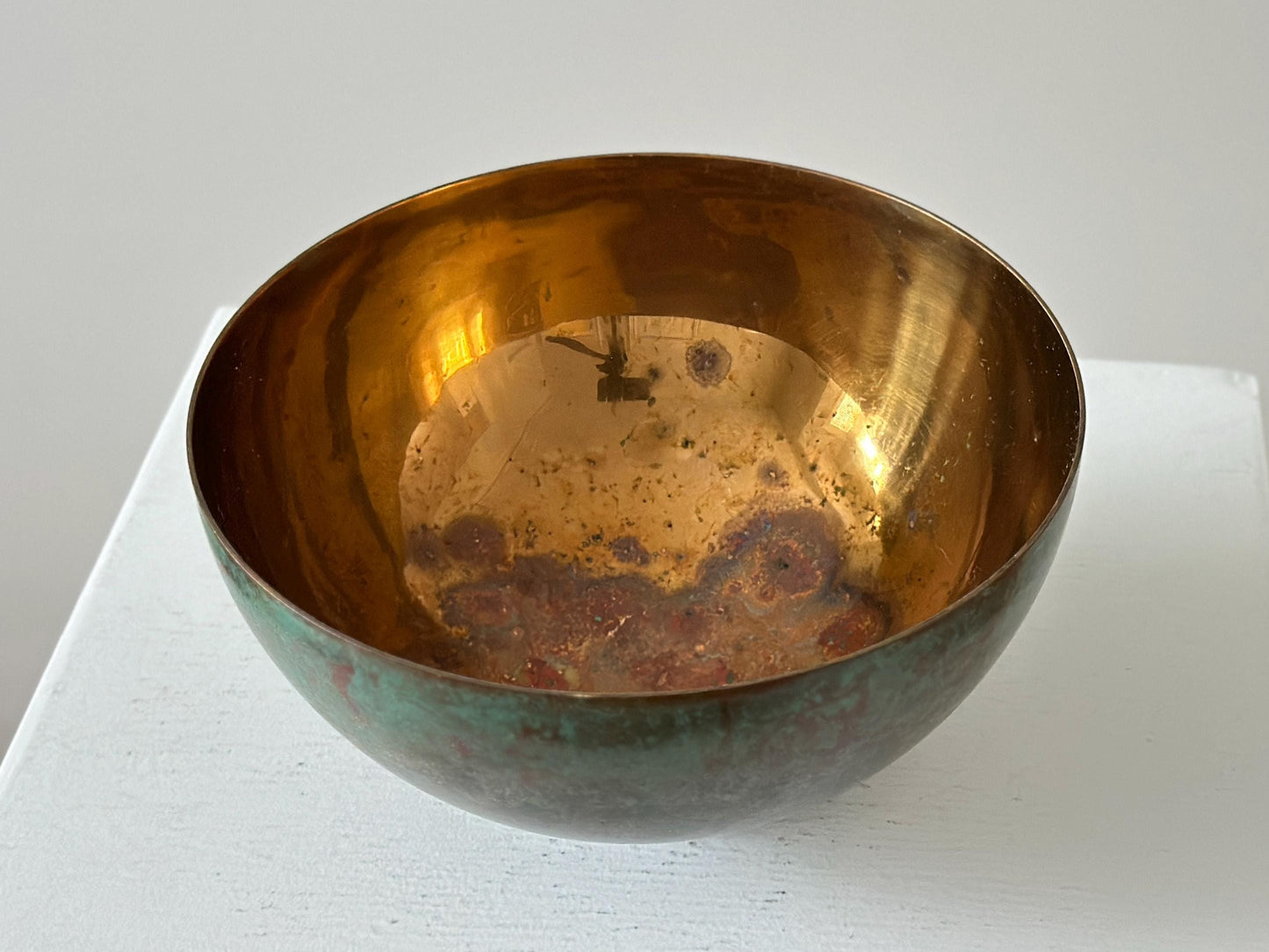 1930s – Bronze lidded bowl by Carl Sorensen with green verdigris patina