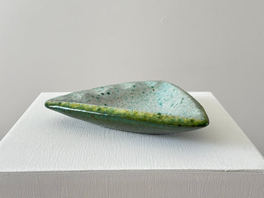 1960s – Large blue green lava glaze ashtray catch all tray