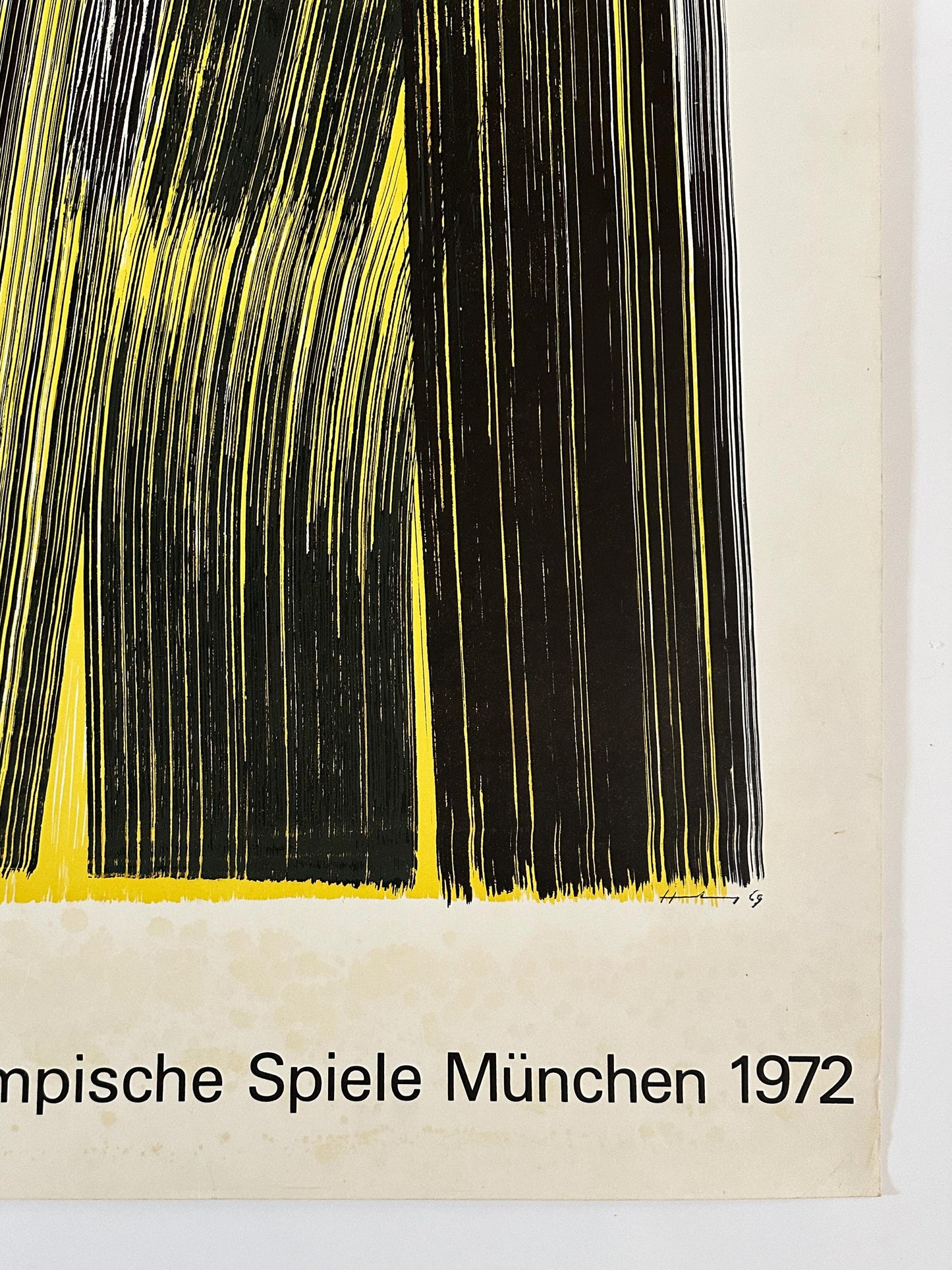 1972 – Hans Hartung Olympic Games Munich 1972 poster. Black and Yellow composition