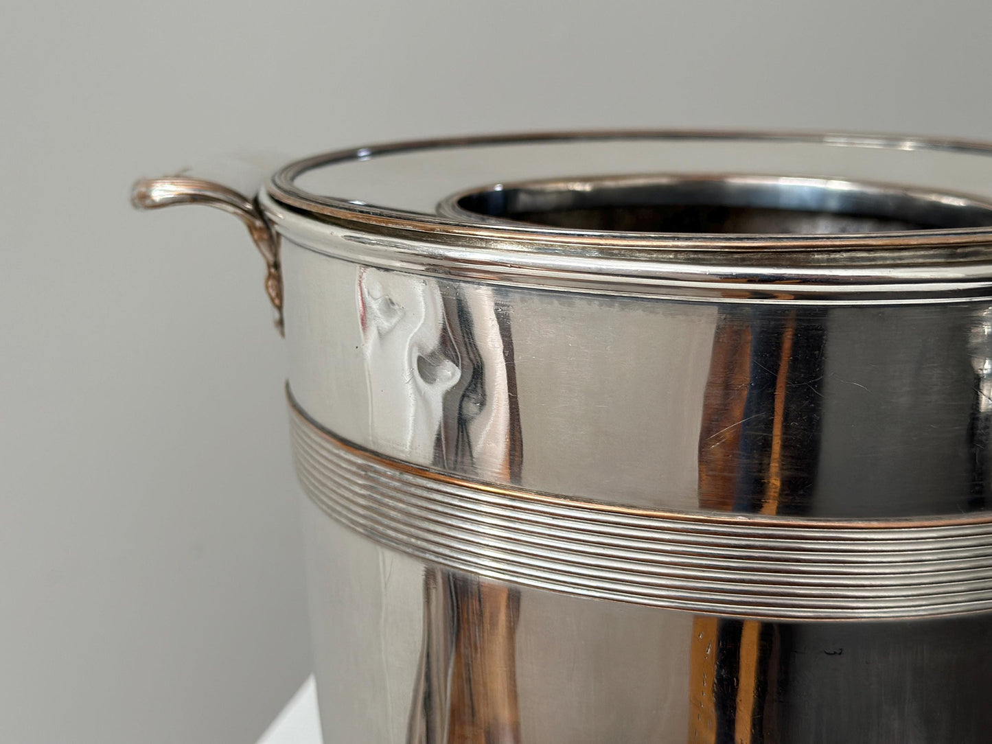 Handcrafted vintage art deco silver plated champagne ice bucket wine cooler