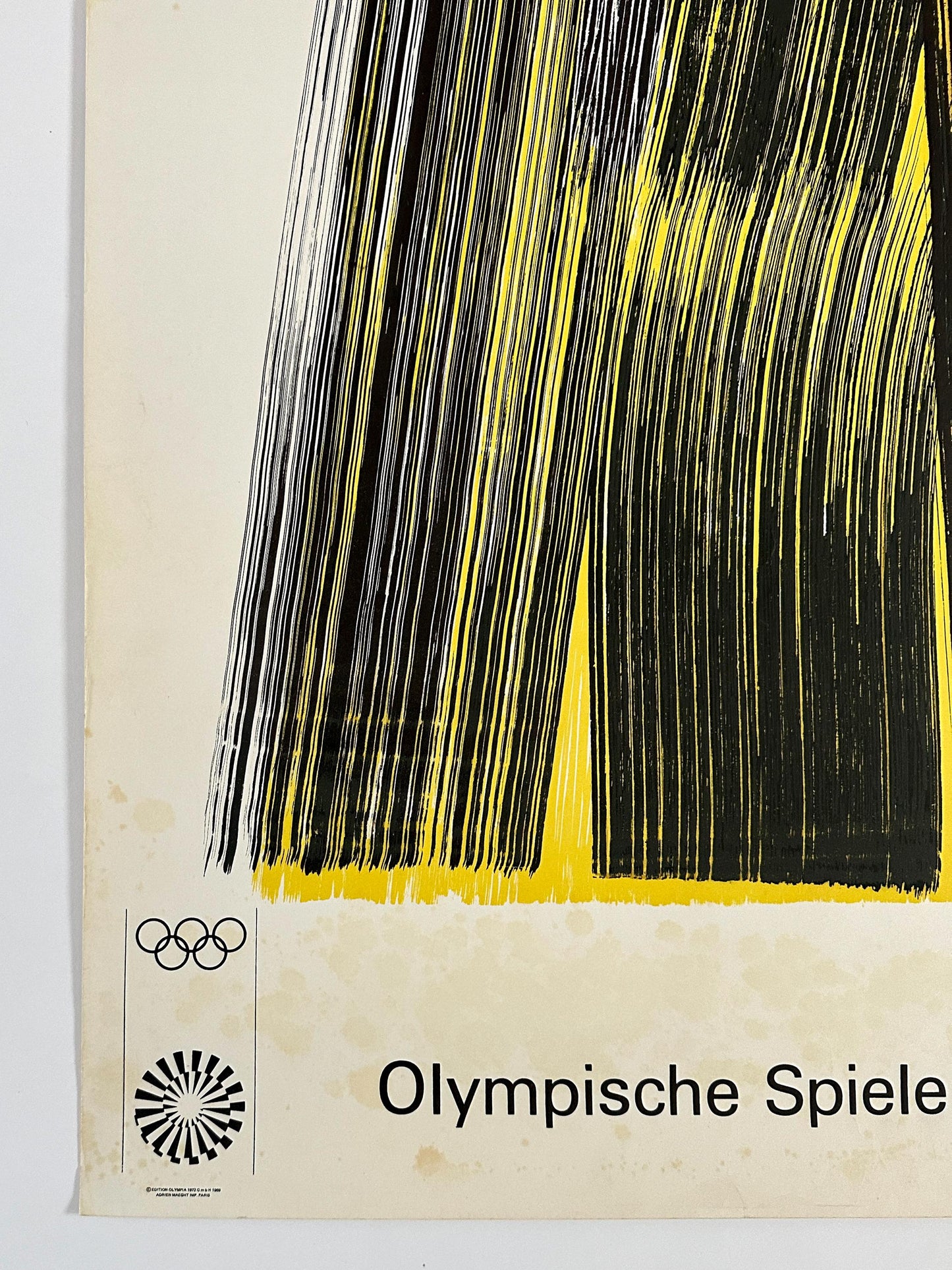 1972 – Hans Hartung Olympic Games Munich 1972 poster. Black and Yellow composition