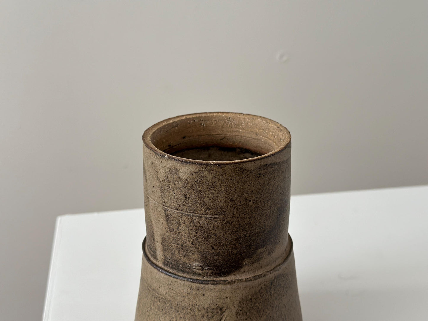 Vintage brutalist pottery jar with Japanese sensibility