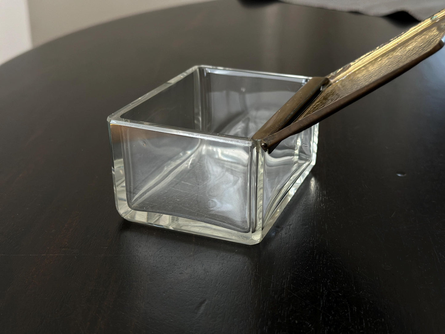 1920s - German flat edge crystal and hammered brass hinged box