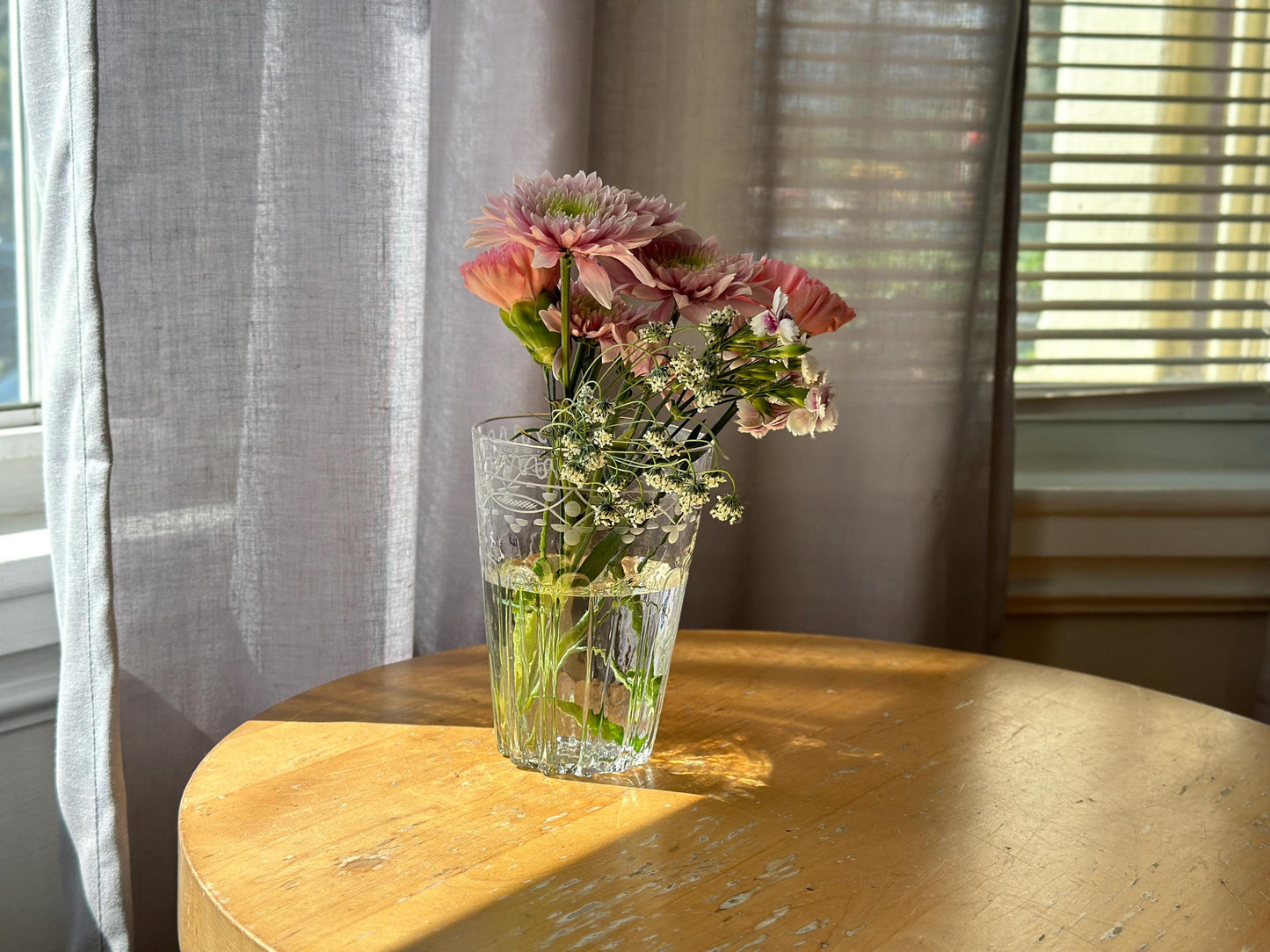 1770s – Antique wheel handblown and wheel engraved flip rummer glass vase