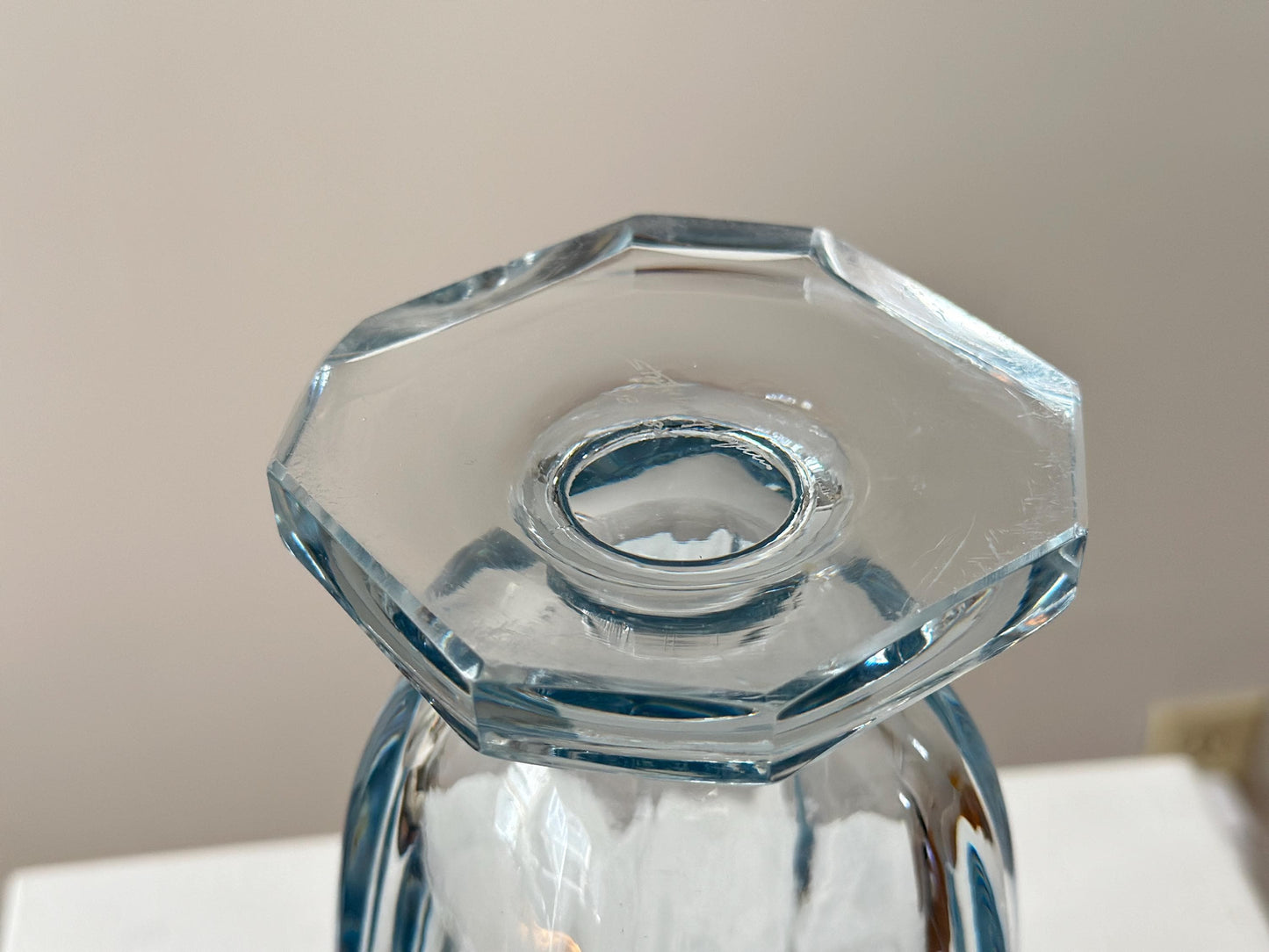 1950s – Large blue tinted crystal vase by Strömbergshyttan