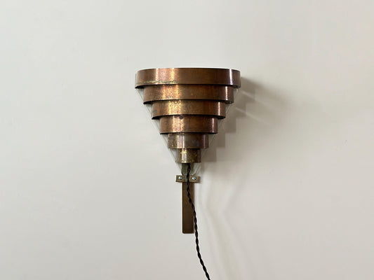 1930s – Art Deco tiered brass wall sconce with lots of patina and character