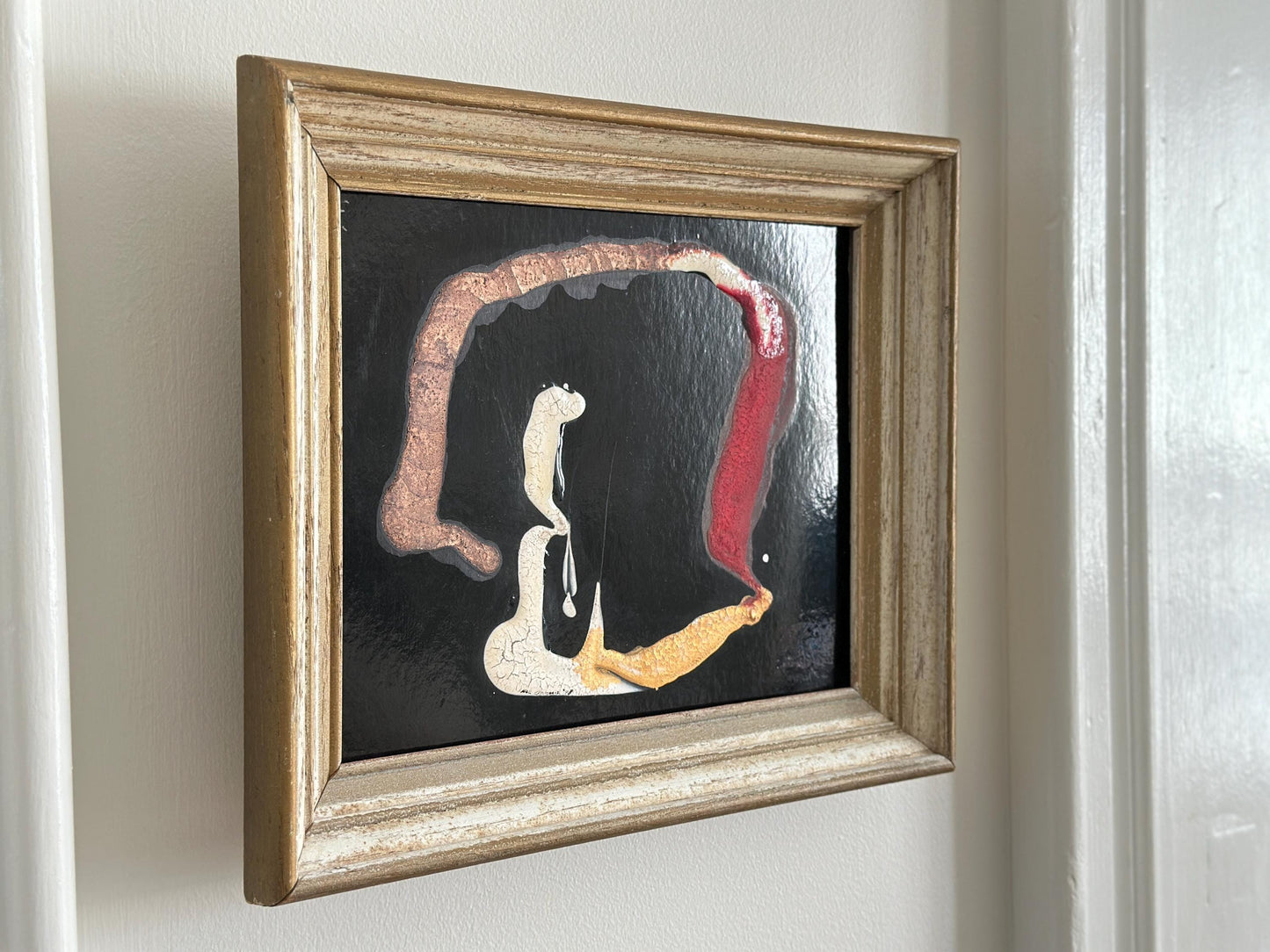 Signed vintage surrealist figure painting